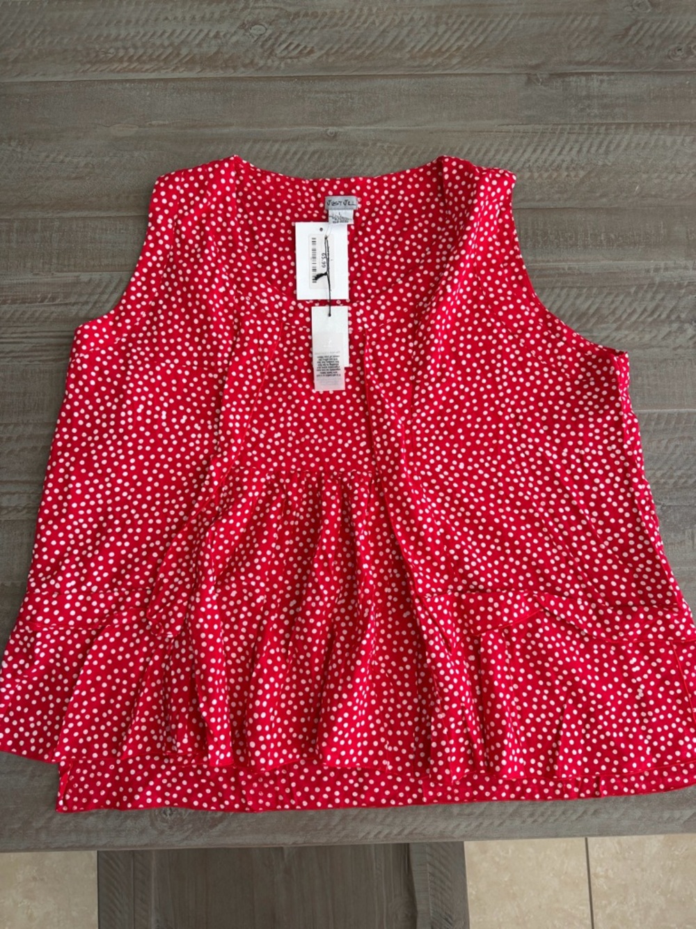 Women’s Red Polka Dot Sleeveless Peplum Blouse